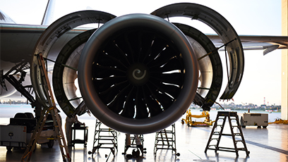 A picture of a turbine of an aircraft